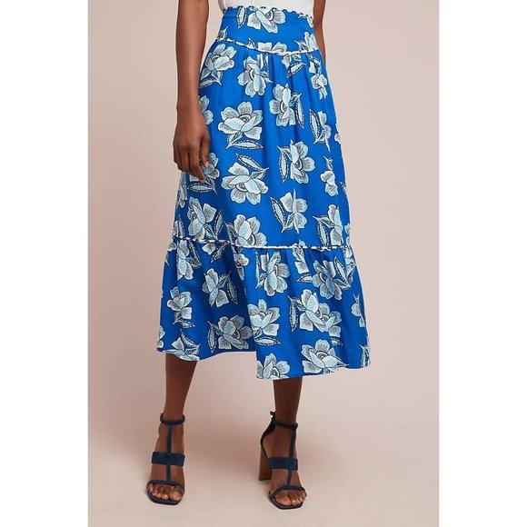 NEW Maeve By Anthropologie Alyssa Floral 2 Piece Halter Top & Midi Skirt Set 8 - Picture 3 of 13